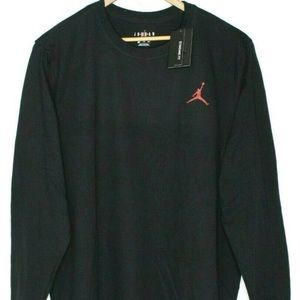 Jordan Shirts Nike Air Jordan Mens Long Sleeve Shirt Blackred
